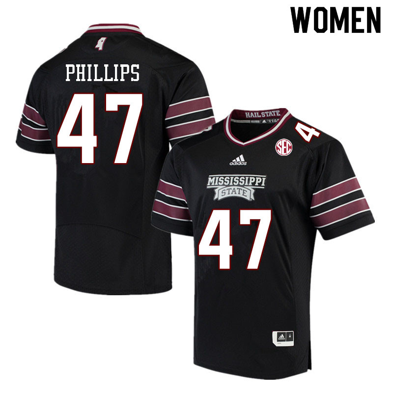 Women #47 Tre Phillips Mississippi State Bulldogs College Football Jerseys Sale-Black - Click Image to Close